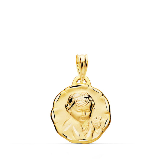 18K MEDALLA ORO AMARILLO ANGEL QUERUBIN TALLADO 15 MM