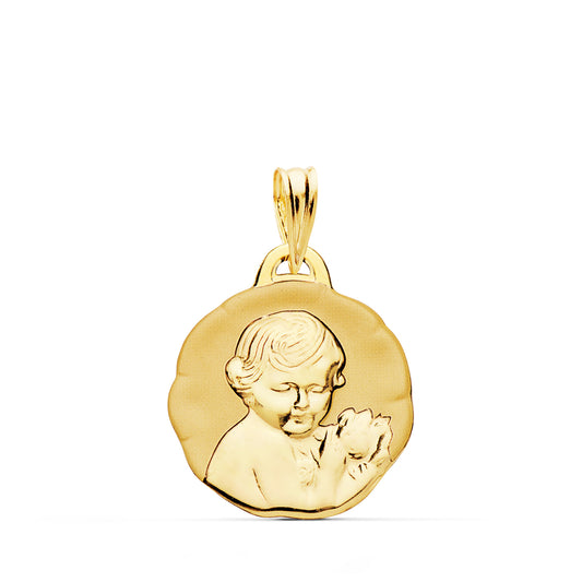 Medalla Angel Querubin Brillo 19 mm de oro amarillo 18K
