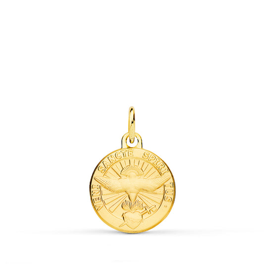 Medalla Espiritu Santo Latin Matizadda 14 mm de oro amarillo 18K