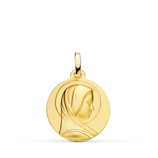 Medalla Virgen Francesa 14 mm de oro amarillo 18K
