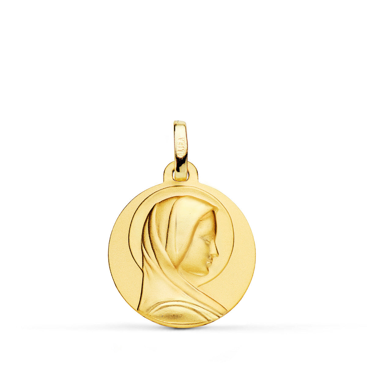 Medalla Maria Francesa Lisa Matizada 18 mm de oro amarillo 18K