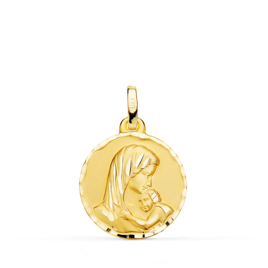 Medalla Madre Amor Maternal Tallada 18 mm de oro amarillo 18K