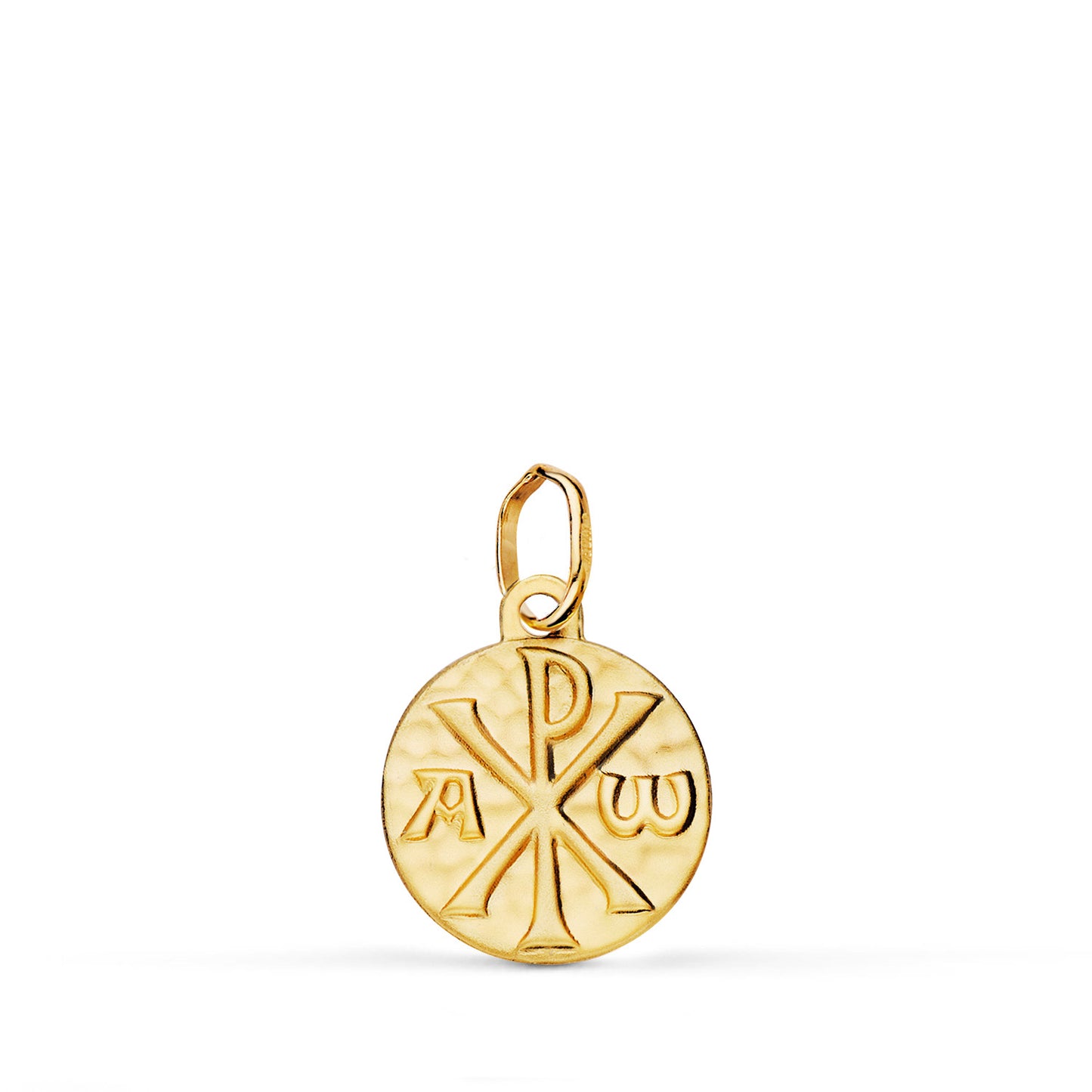 18K MEDALLA ORO AMARILLO CRUZ DE CRISMON MARTELE 12 MM