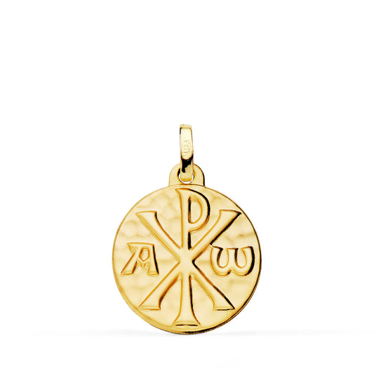 18K MEDALLA ORO AMARILLO CRUZ DE CRISMON MARTELE 18 MM
