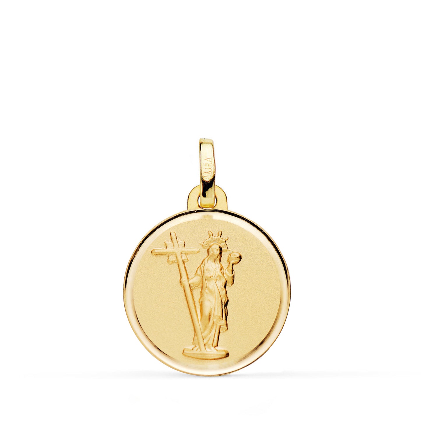 18K MEDALLA ORO AMARILLO SANTA ELENA BISEL MATIZADA 18 MM.