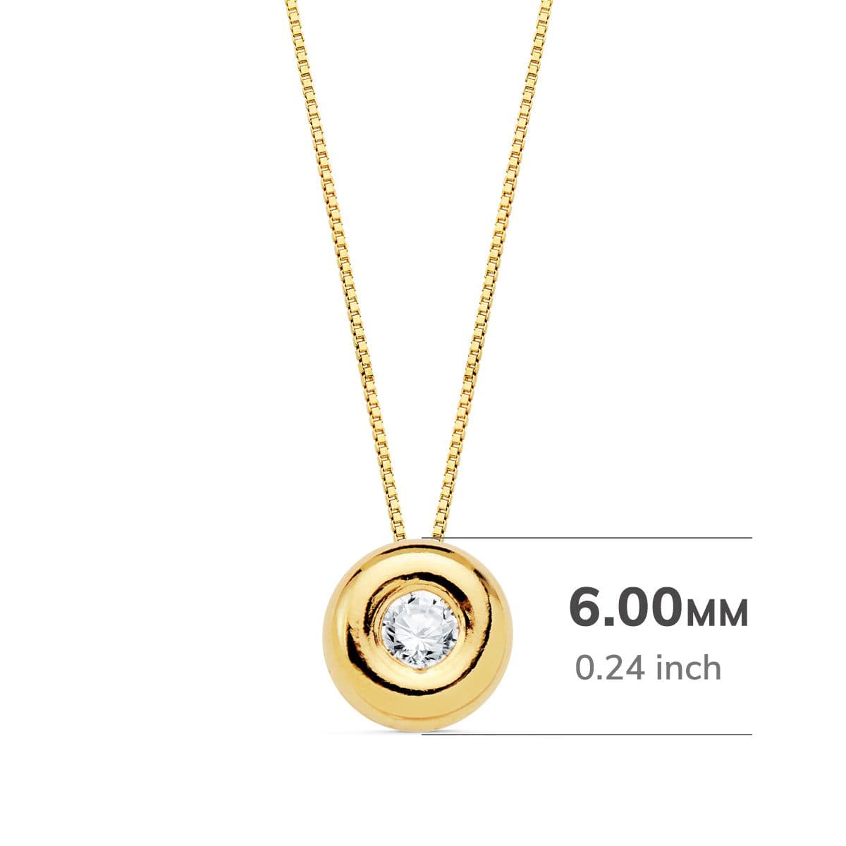 18K GARGANTILLA ORO AMARILLO CHATON 6 MM DIAMANTE 2.20MM 0,050 QTS. G-VS2. CADENA 42CM