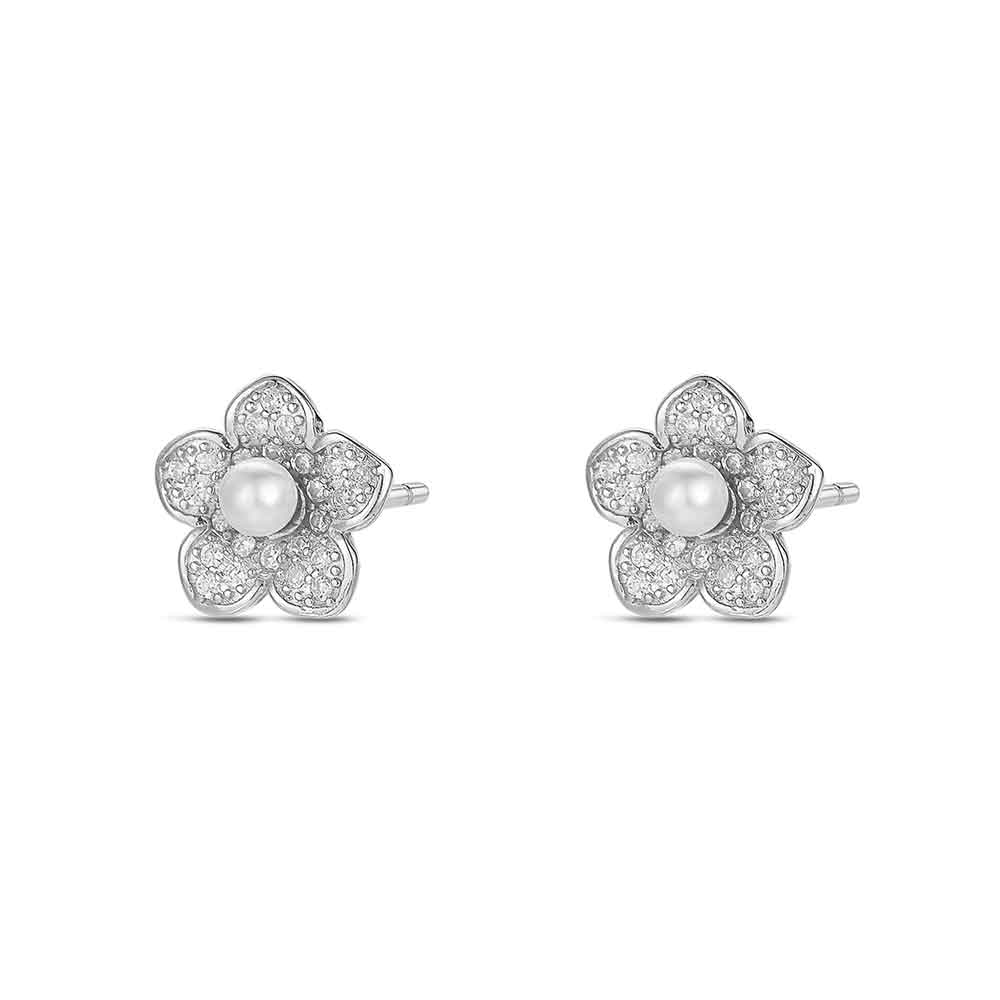 Pendiente de plata en flor