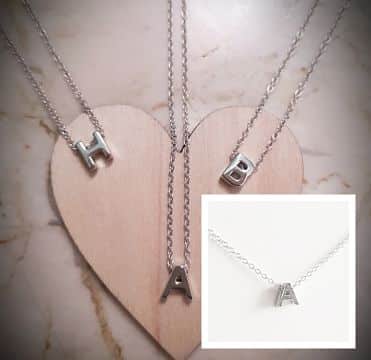 Collar inicial A de plata de ley