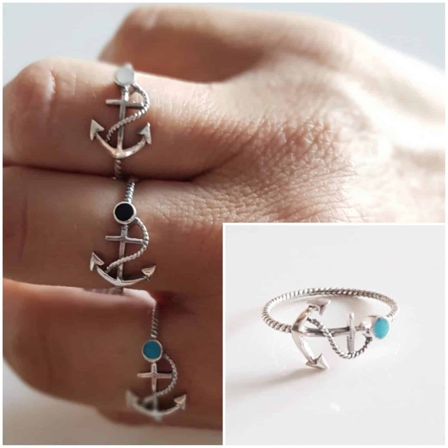 Anillo ancla de plata de ley