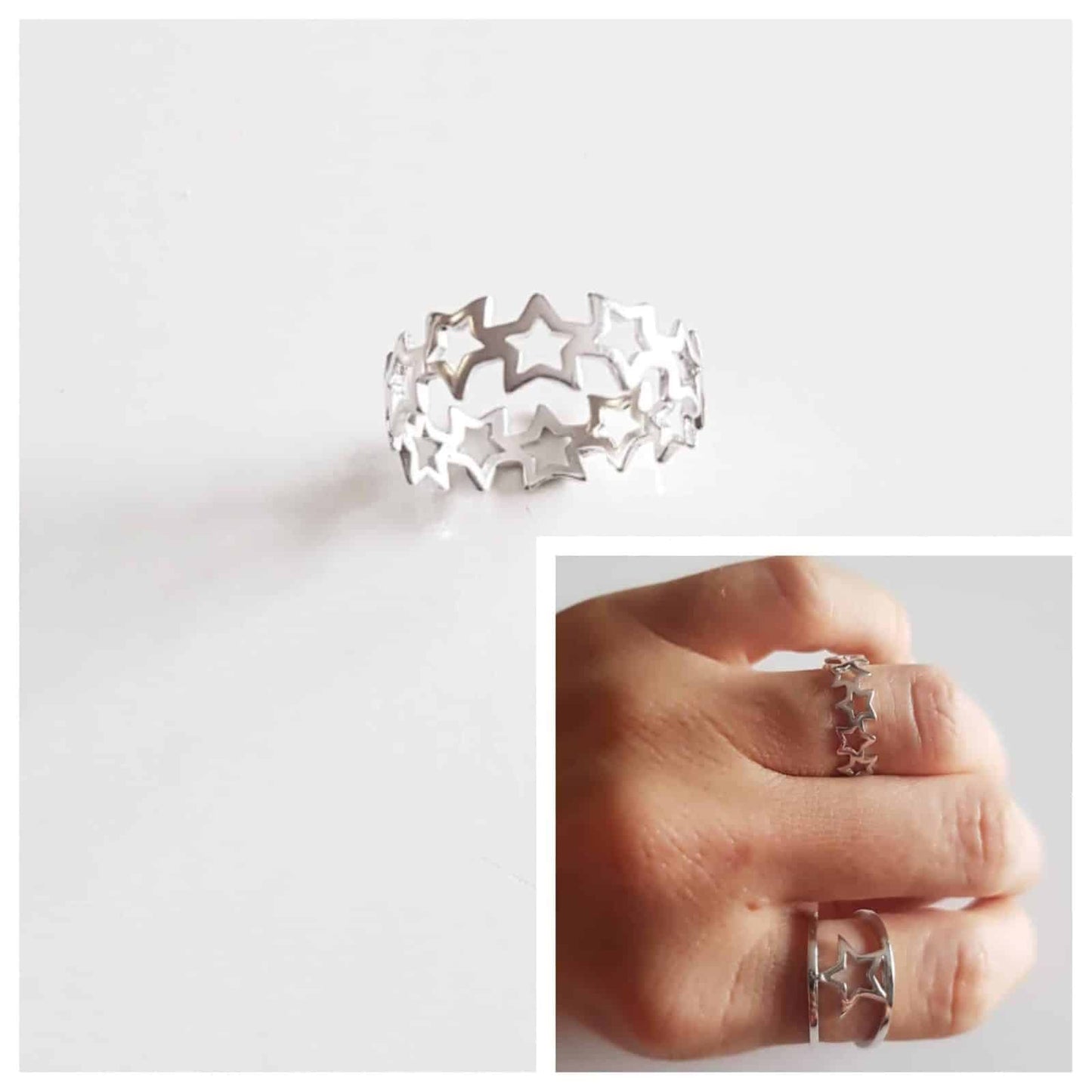 Anillo multiestrellas de plata de ley