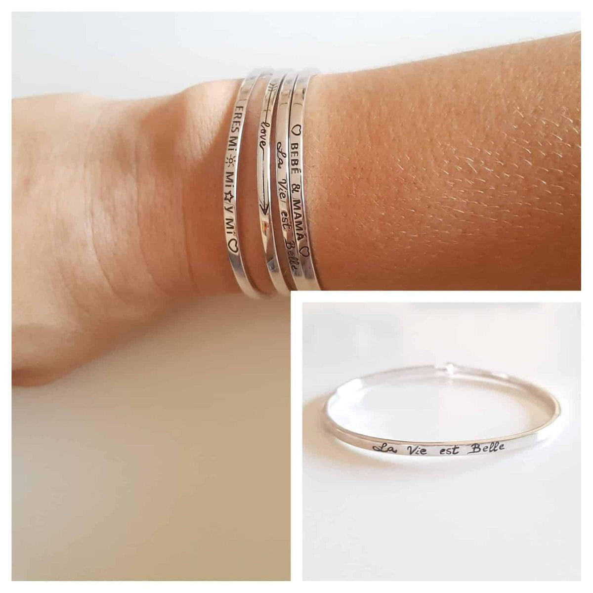 Pulsera la vie est belle 55mm de plata de ley - Joyería Zafir