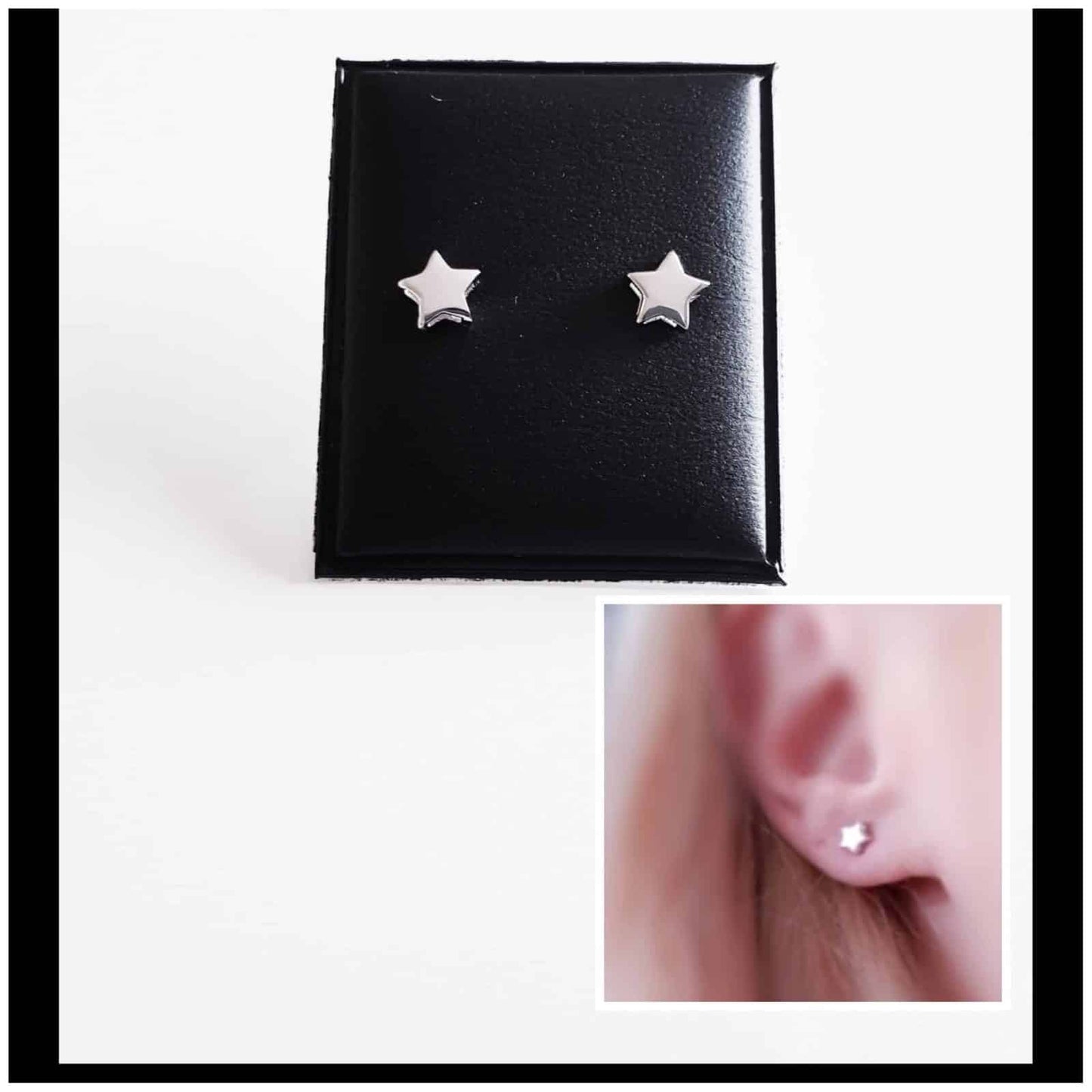 Pendiente mini básico estrella de plata de ley