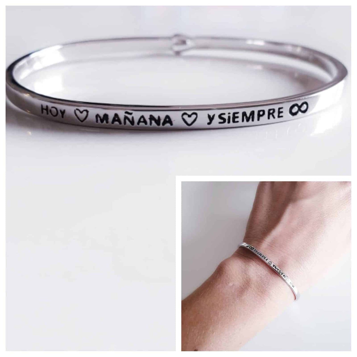 Pulsera hoy, mañana y siempre 55mm de plata de ley