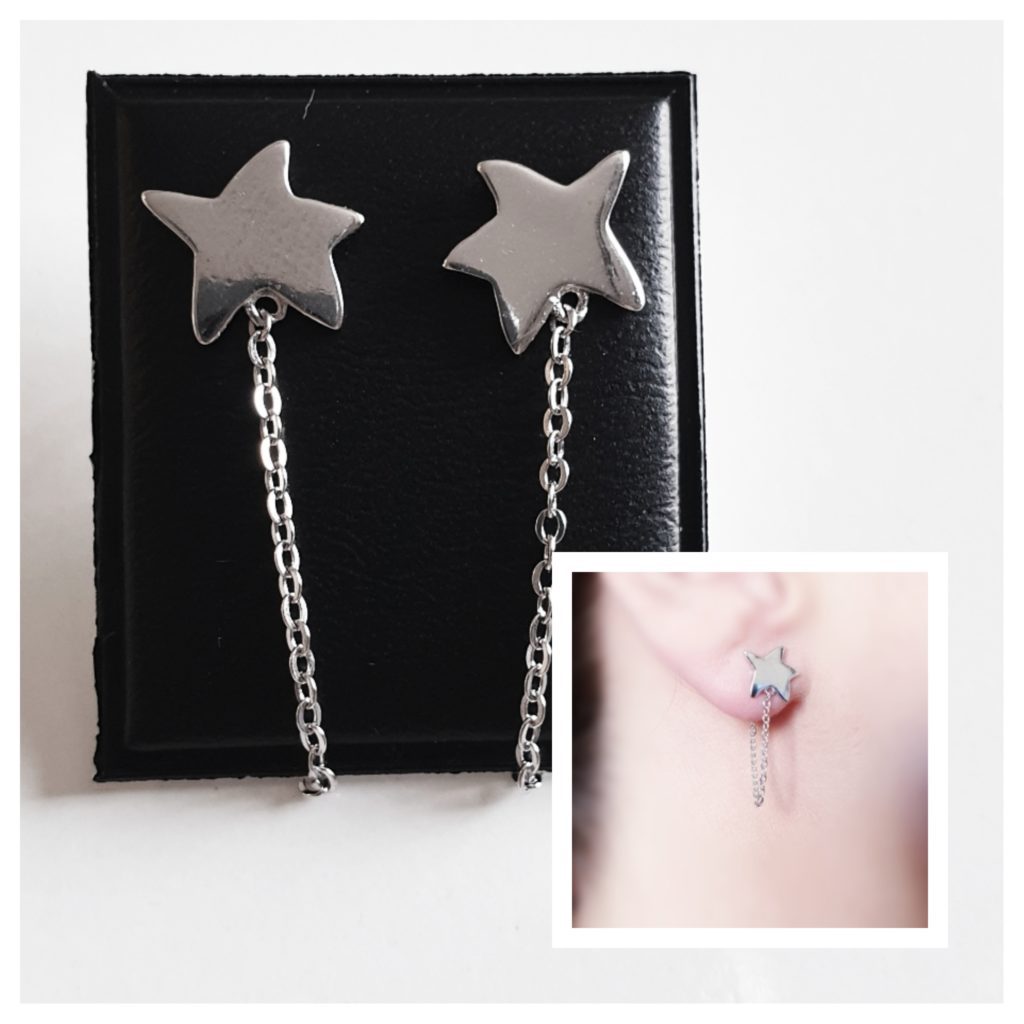 Pendiente cadena estrella de plata de ley - Joyería Zafir