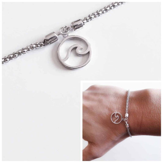 Pulsera ola de plata de ley