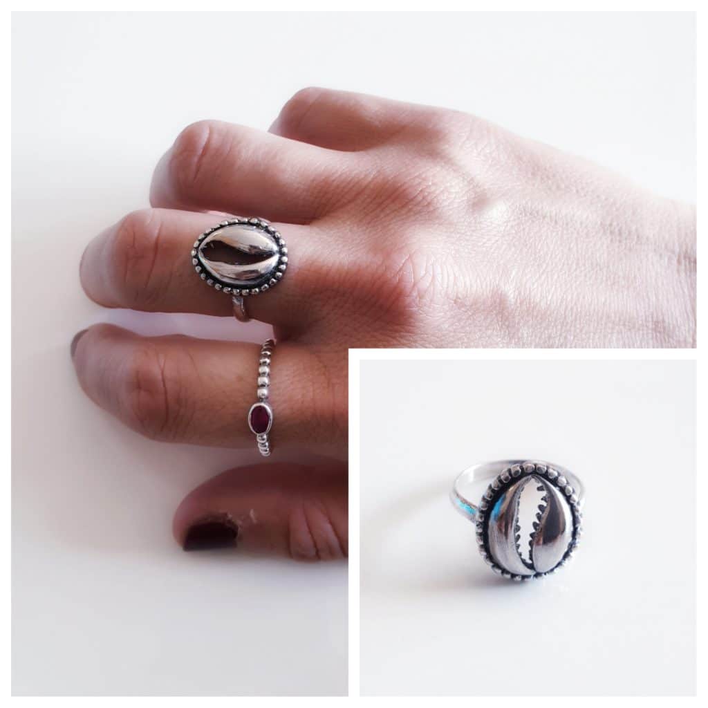 Anillo concha de mar de plata de ley