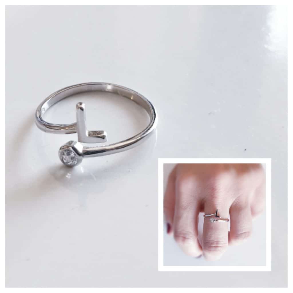 Anillo inicial l de plata de ley