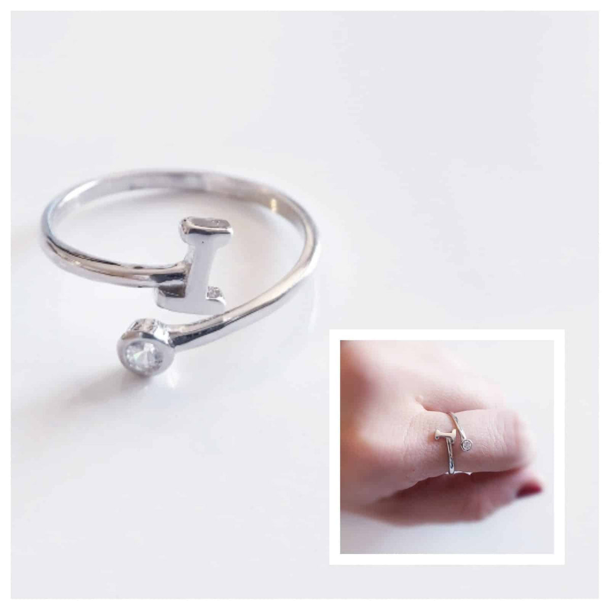 Anillo inicial i de plata de ley - vista adicional