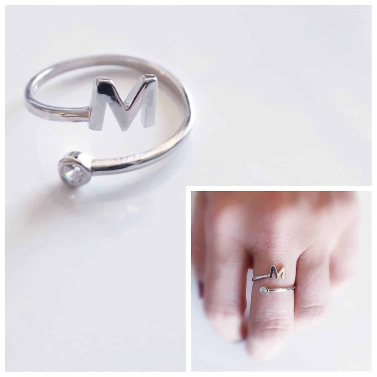 Anillo inicial m de plata de ley - vista adicional