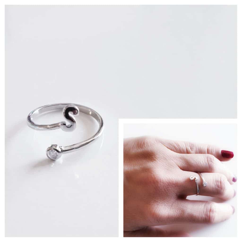 Anillo inicial s de plata de ley