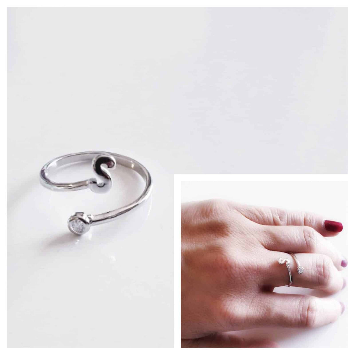 Anillo inicial s de plata de ley - vista adicional