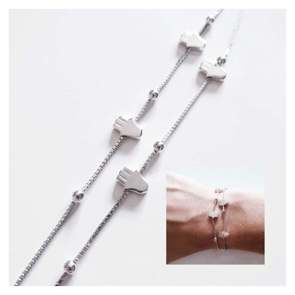 Pulsera hamsa de plata de ley