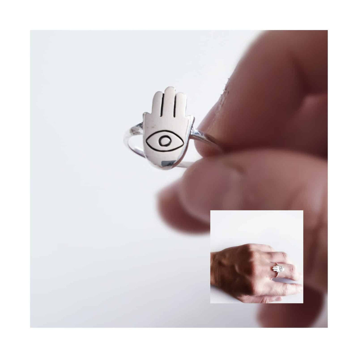Anillo mano ojo de plata de ley - vista adicional