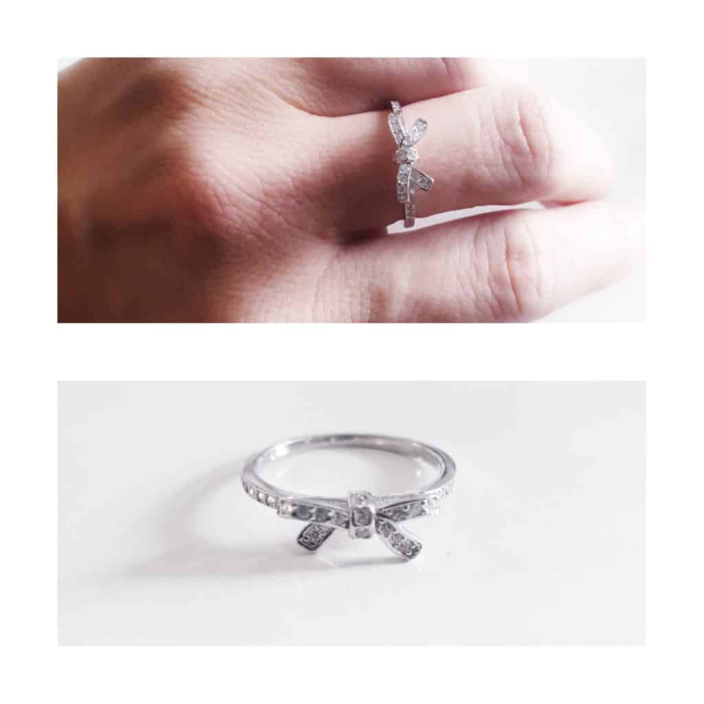 Anillo lazo de plata de ley