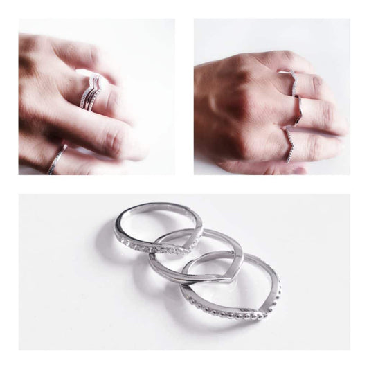Anillo trio de plata de ley