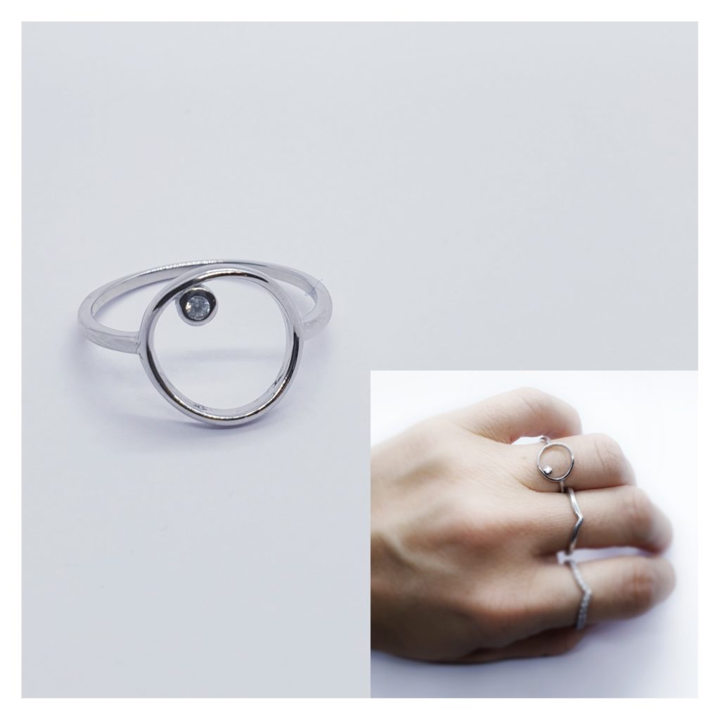 Anillo karma punto de luz de plata de ley