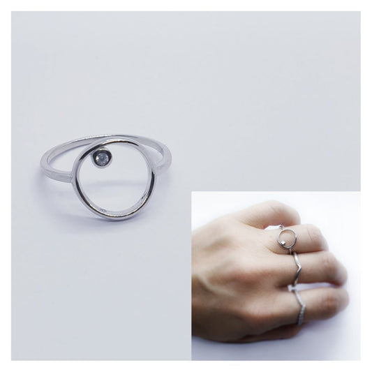 Anillo karma punto de luz de plata de ley