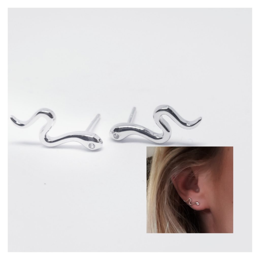 Pendientes snake serpiente de plata de ley
