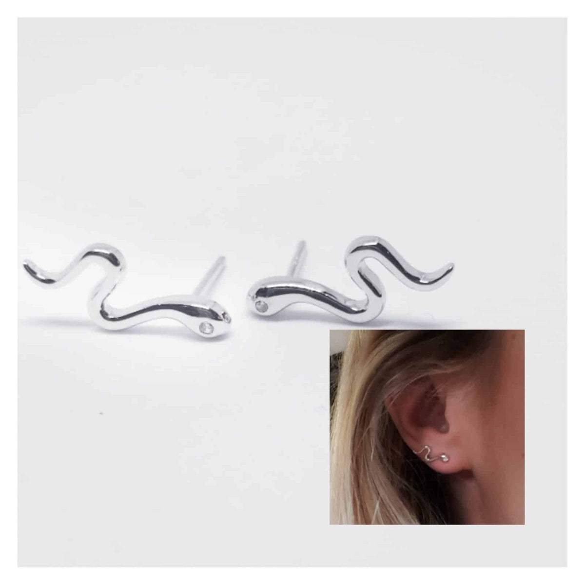Pendientes snake serpiente de plata de ley - vista adicional