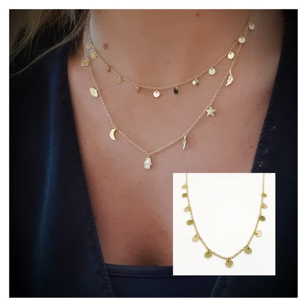 Collar chapitas oro de plata de ley