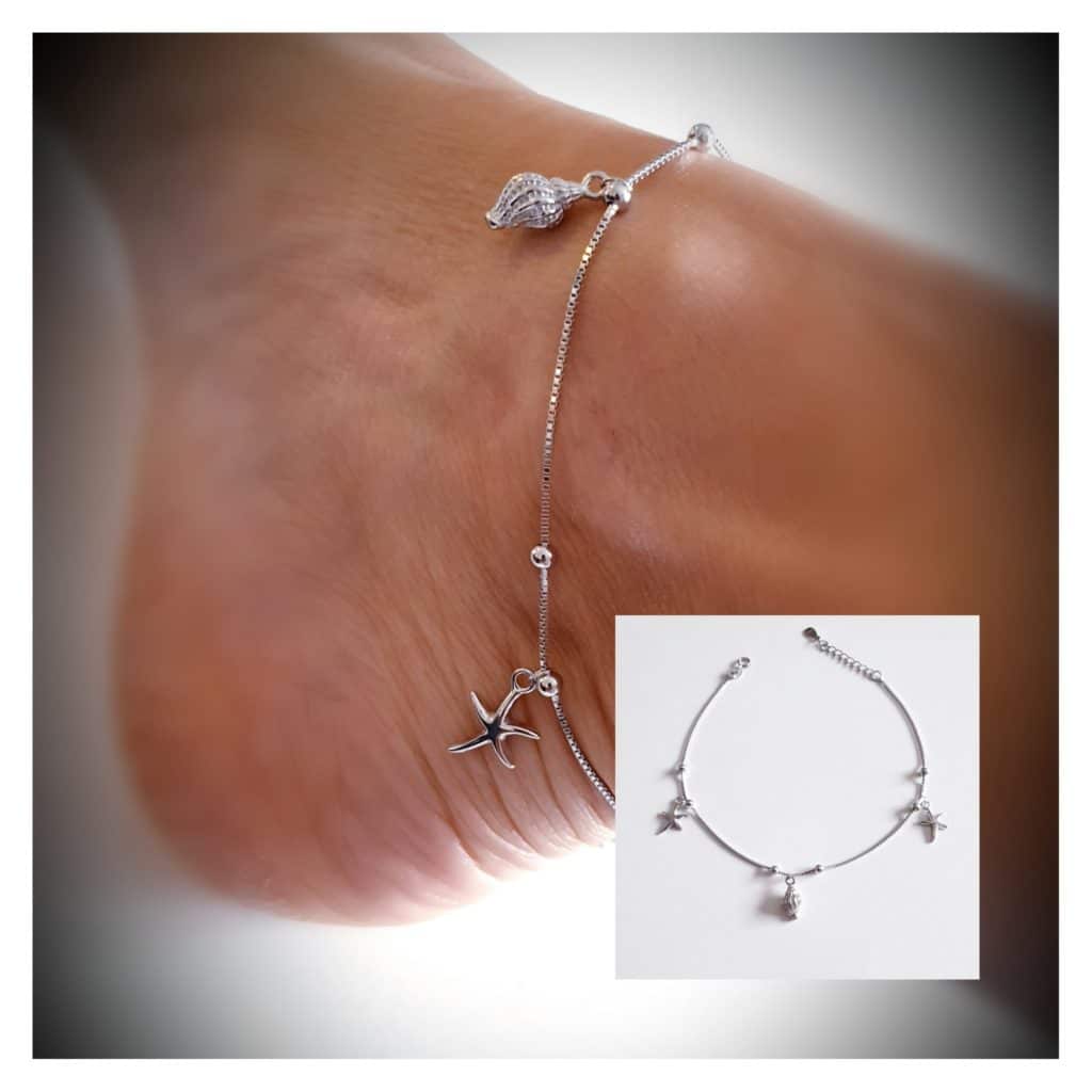 Tobillera mar de plata de ley
