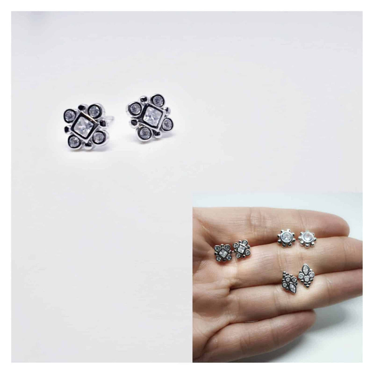 Pendientes Toscana de plata de ley - vista adicional