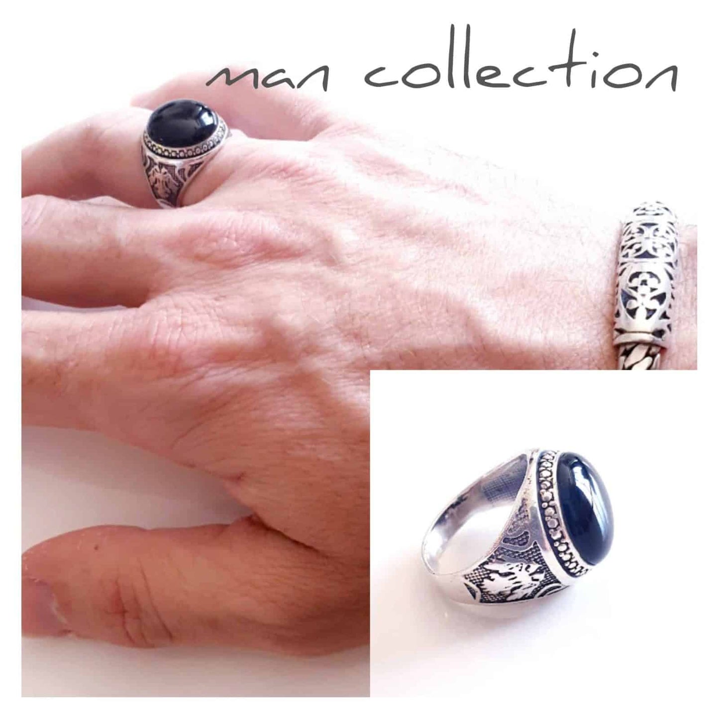 Anillo man hombre de plata de ley - vista adicional