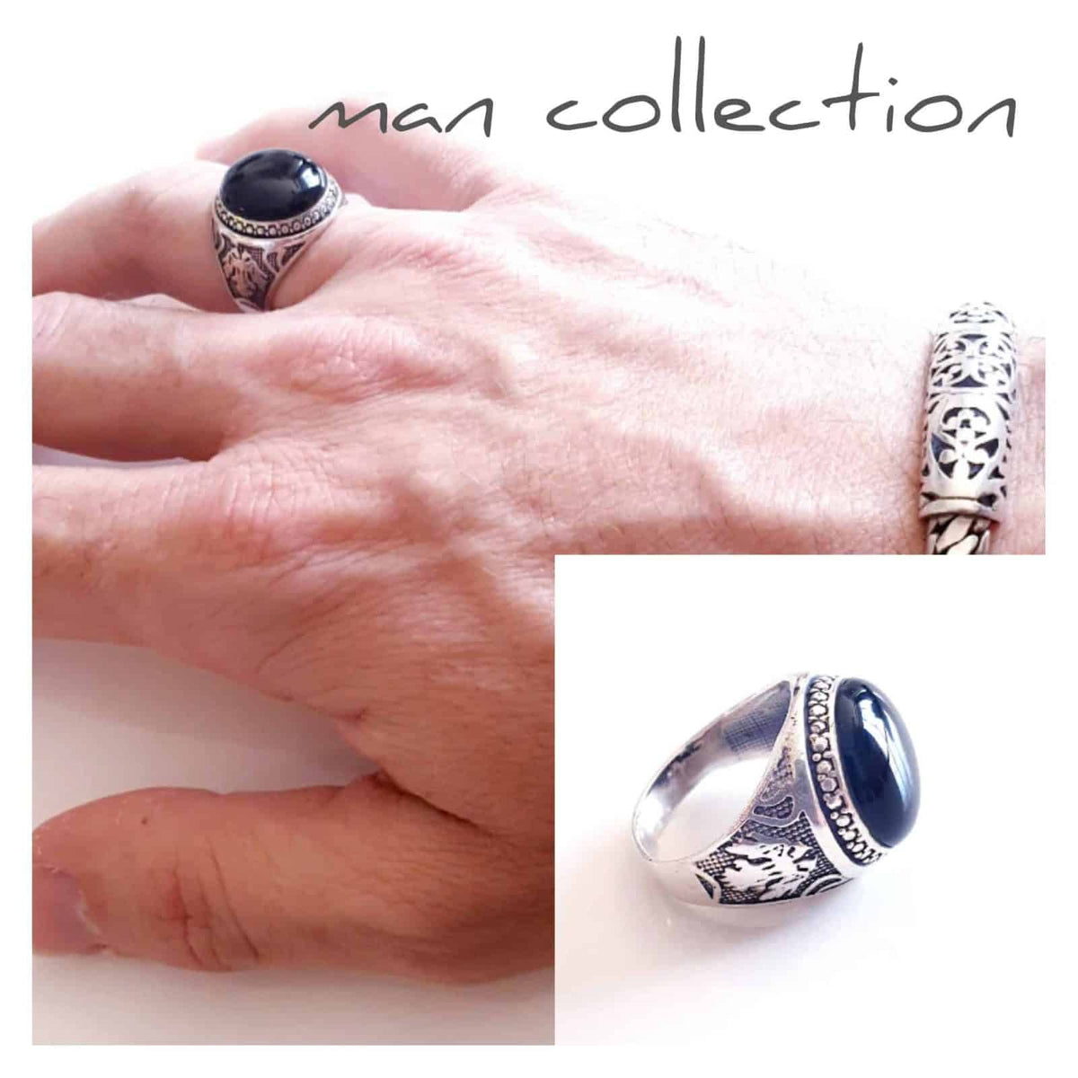 Anillo man hombre de plata de ley - vista adicional