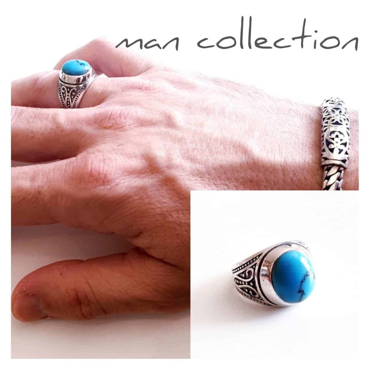 Anillo man hombre de plata de ley - vista adicional