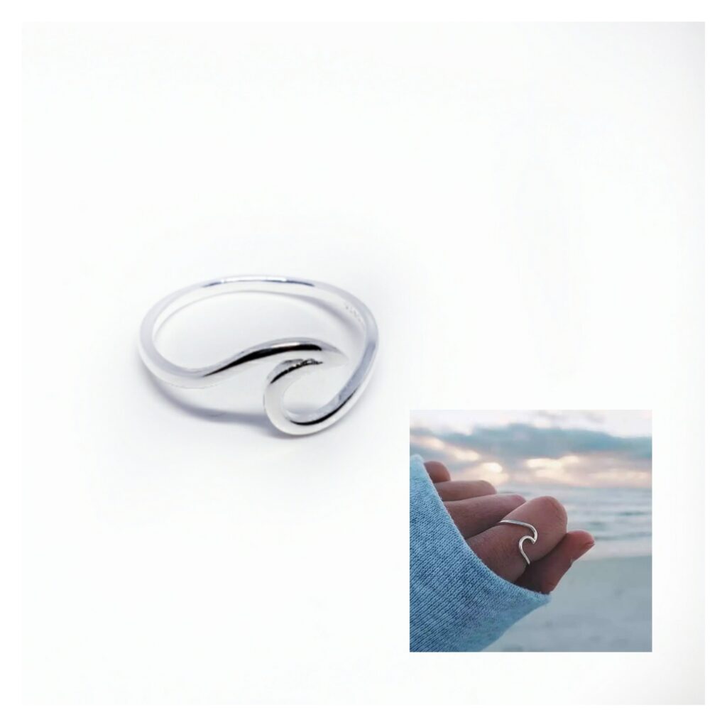 Anillo ola de plata de ley