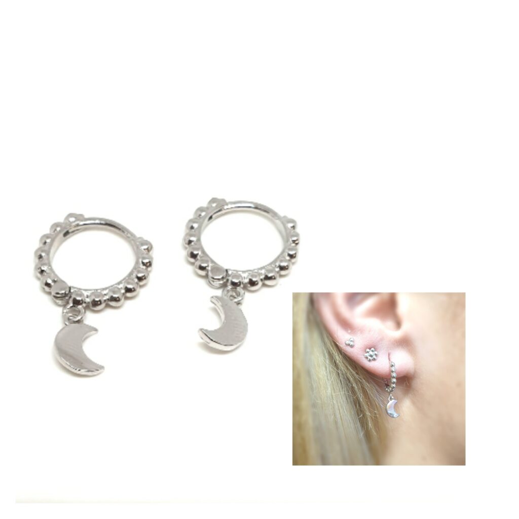 Pendientes aros bolitas luna