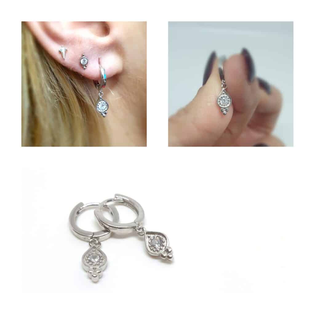 Pendientes aros cashermire de plata de ley