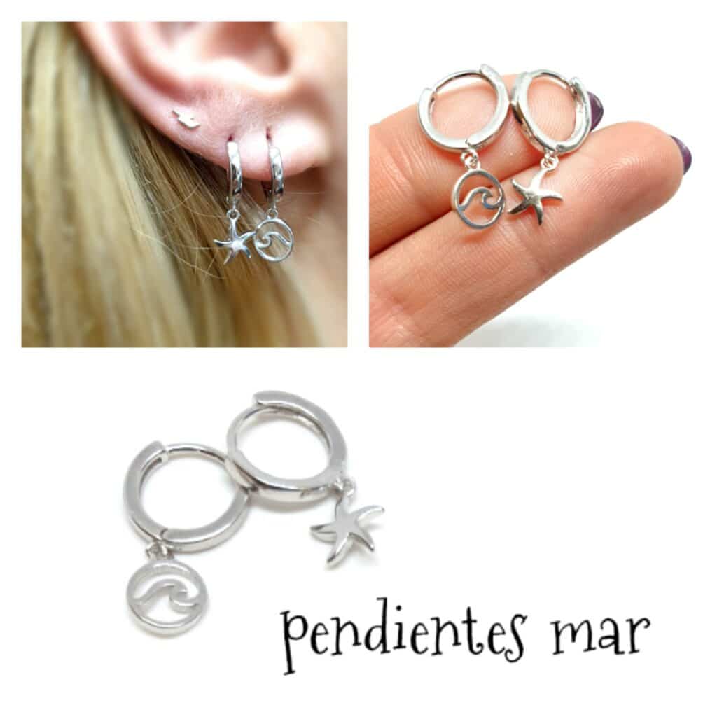 Pendientes mar de plata de ley - Joyería Zafir