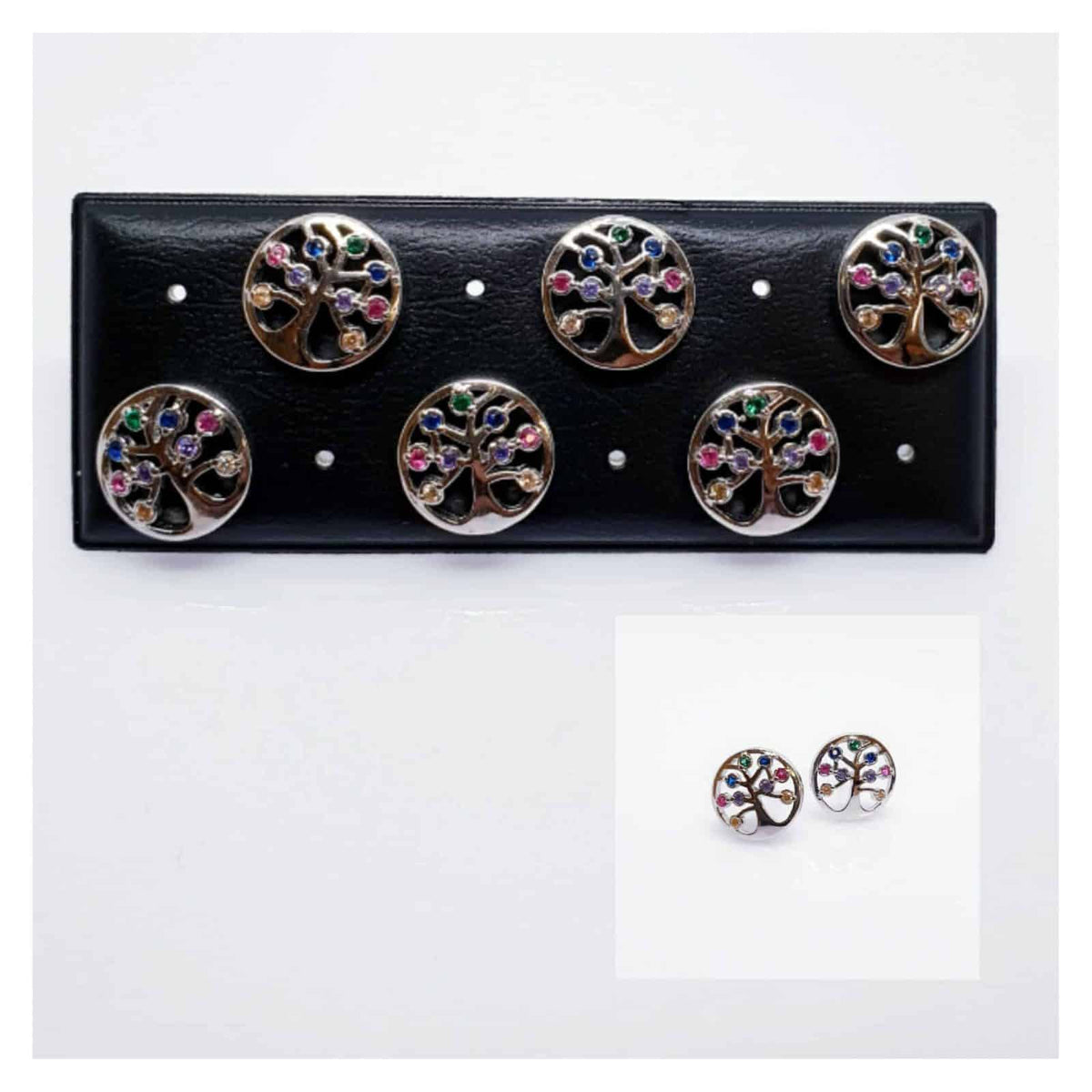 Pendientes árbol de la vida multicolor de plata de ley - vista adicional