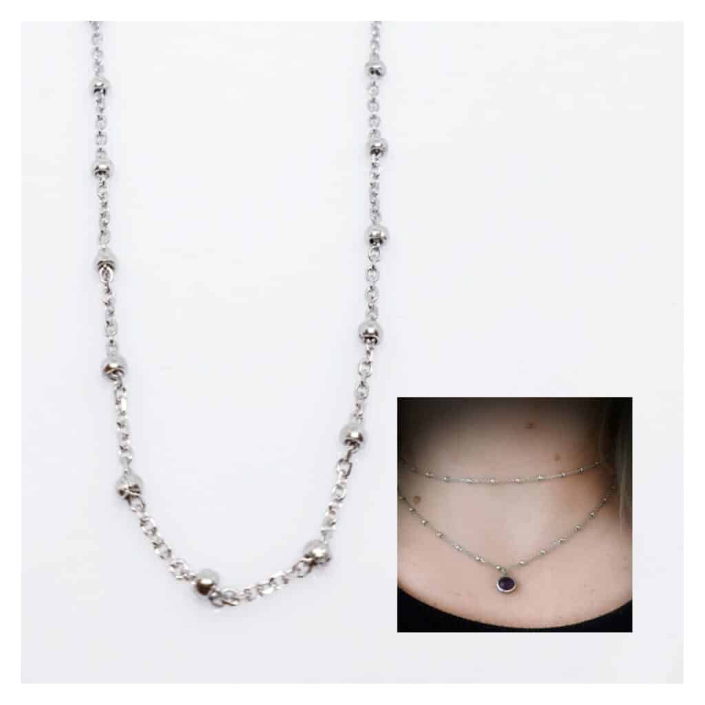 Collar cadena pegada plata bolitas