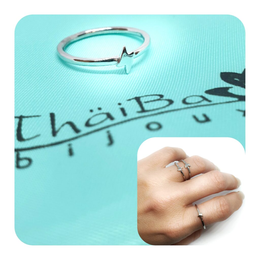 Anillo rayo de plata de ley