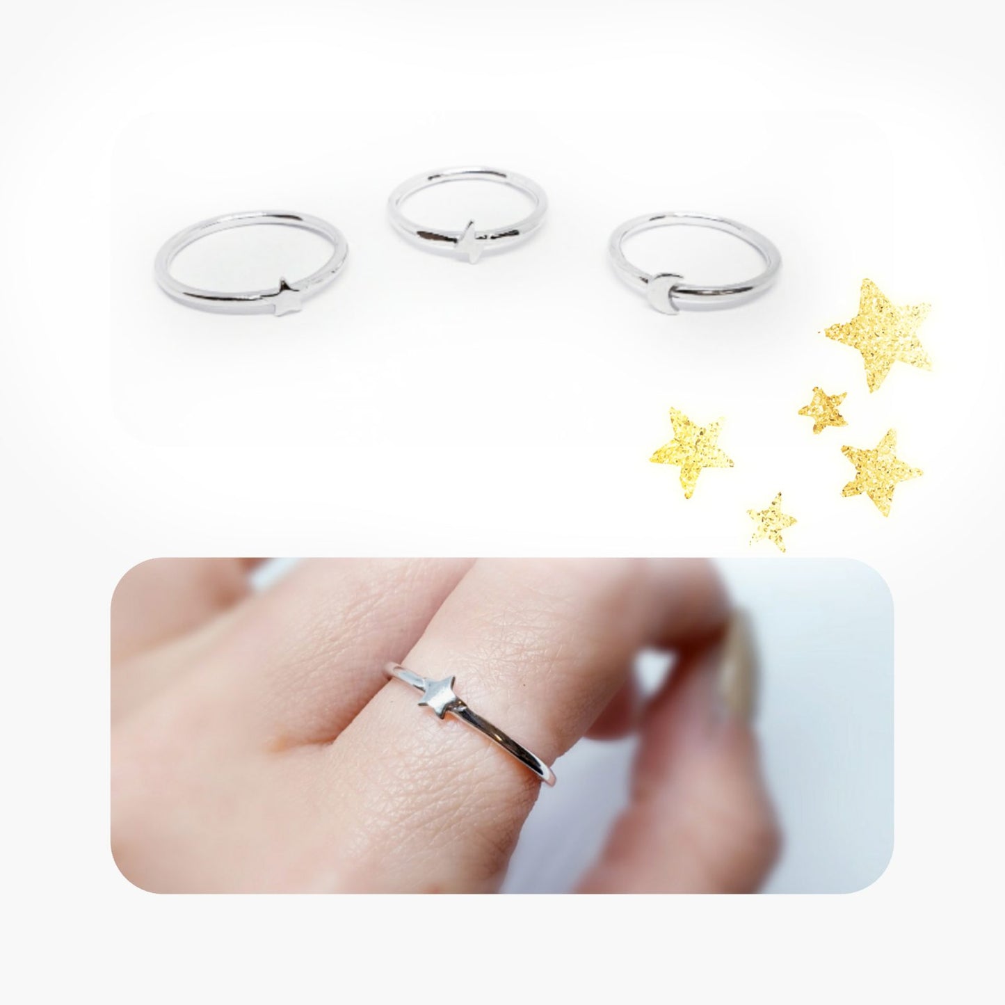 Anillo estrella básico de plata de ley