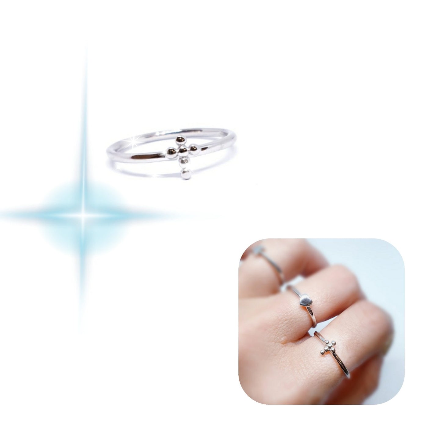 Anillo cruz de plata de ley