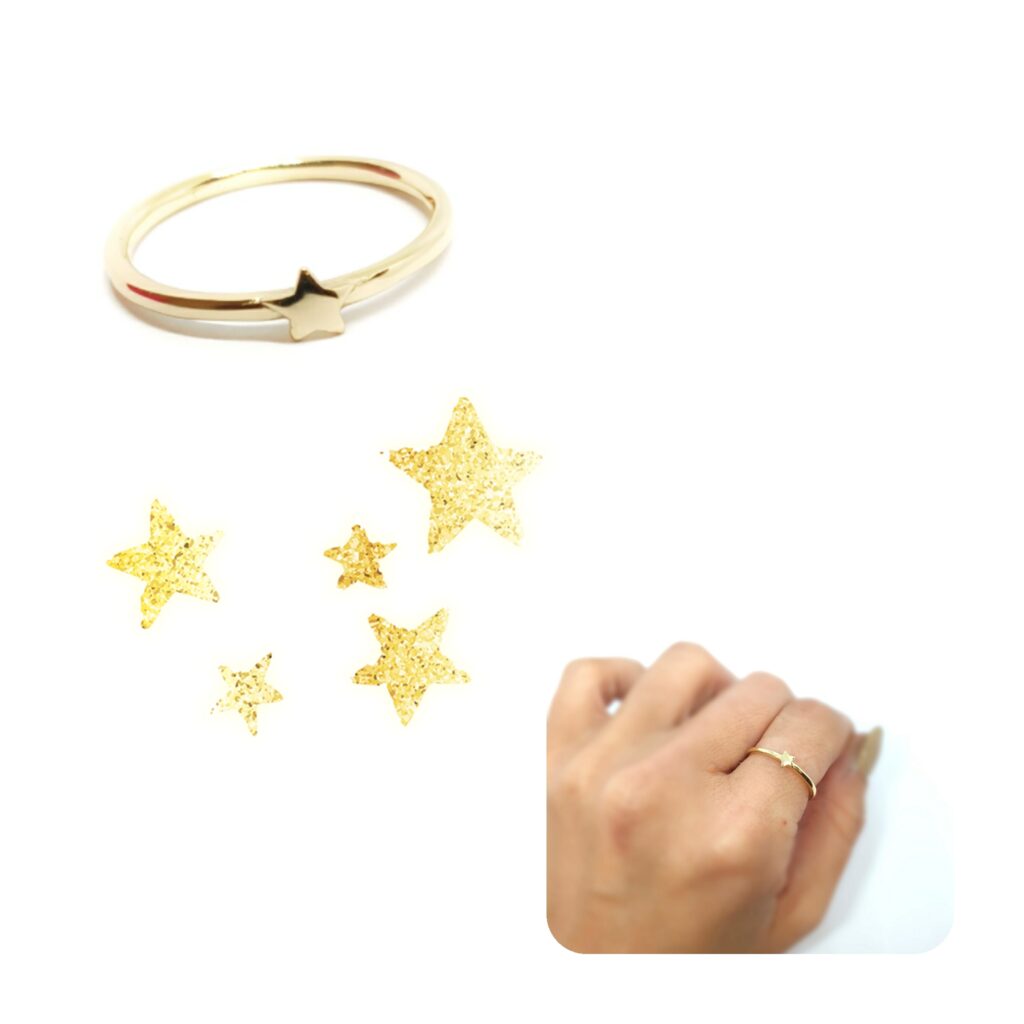 Anillo básico oro estrella de 14 quilates