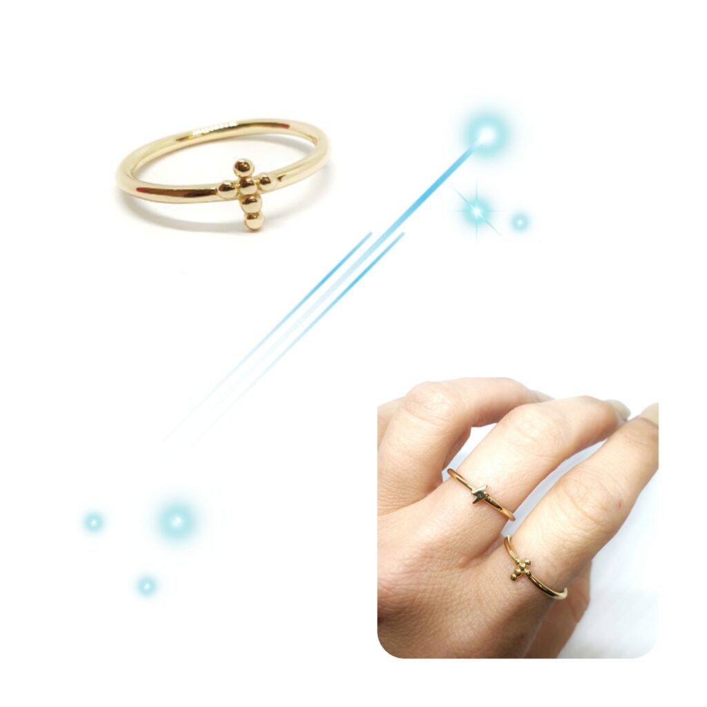 Anillo básico oro cruz de 14 quilates